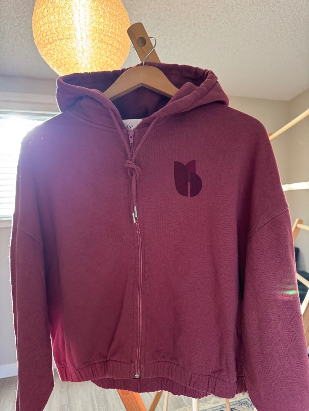 Ba&sh ALIN zip up hoodie in dusty rose size M/US 6